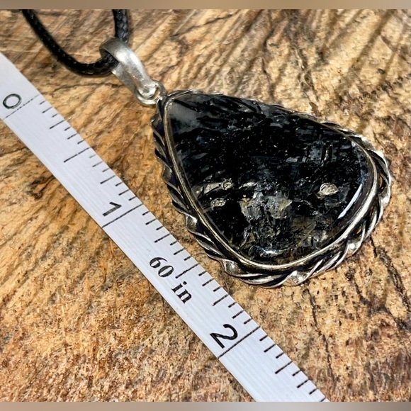 Black Rutile Quartz Pendant 1 7/8” - Picture 5 of 6